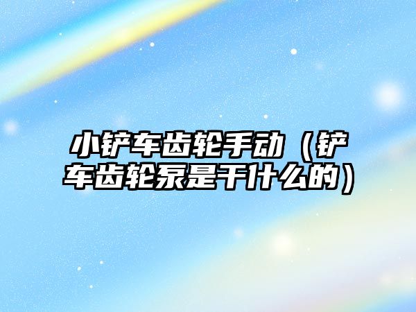 小鏟車齒輪手動（鏟車齒輪泵是干什么的）