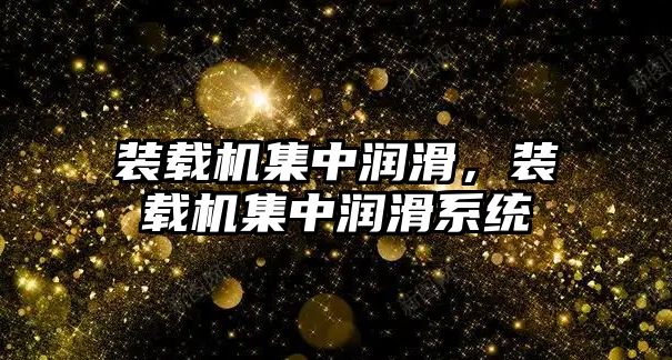 裝載機集中潤滑，裝載機集中潤滑系統