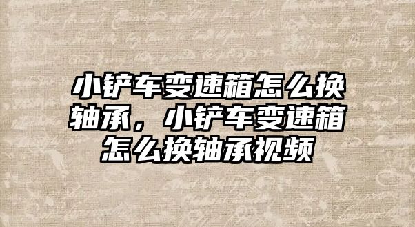 小鏟車變速箱怎么換軸承，小鏟車變速箱怎么換軸承視頻