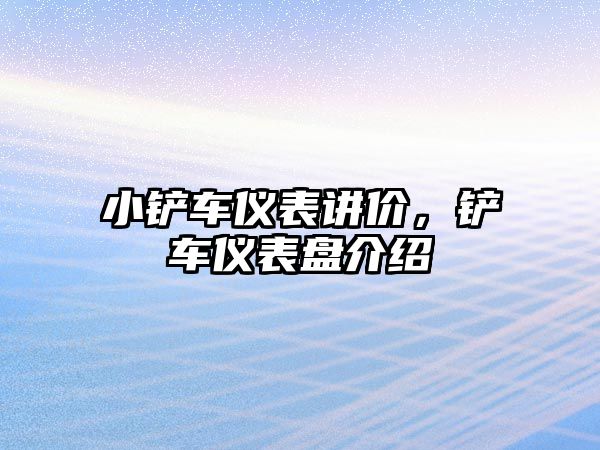 小鏟車儀表講價，鏟車儀表盤介紹