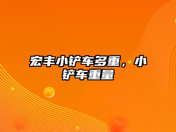 宏豐小鏟車多重，小鏟車重量