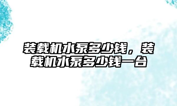 裝載機水泵多少錢，裝載機水泵多少錢一臺