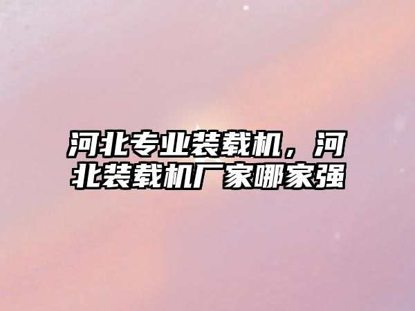 河北專業裝載機，河北裝載機廠家哪家強