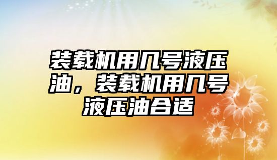 裝載機用幾號液壓油，裝載機用幾號液壓油合適