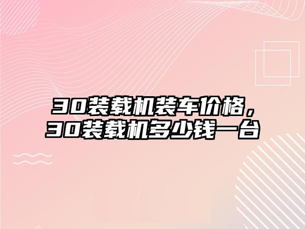 30裝載機裝車價格，30裝載機多少錢一臺