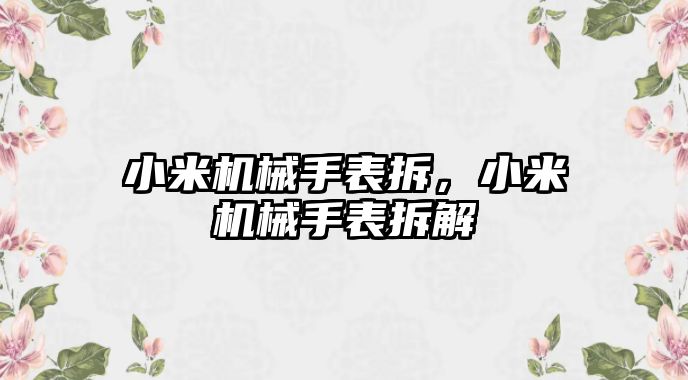 小米機械手表拆，小米機械手表拆解