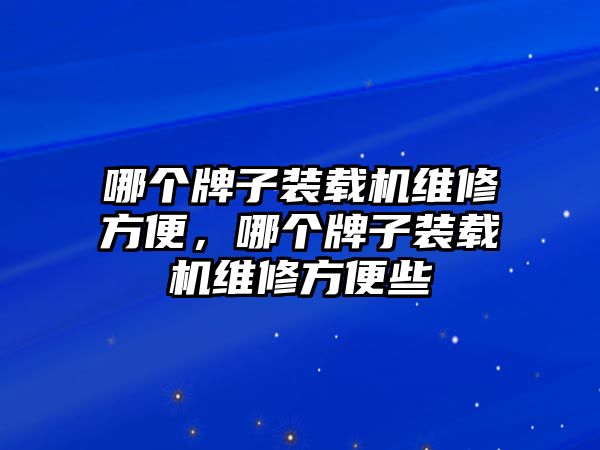 哪個(gè)牌子裝載機(jī)維修方便，哪個(gè)牌子裝載機(jī)維修方便些