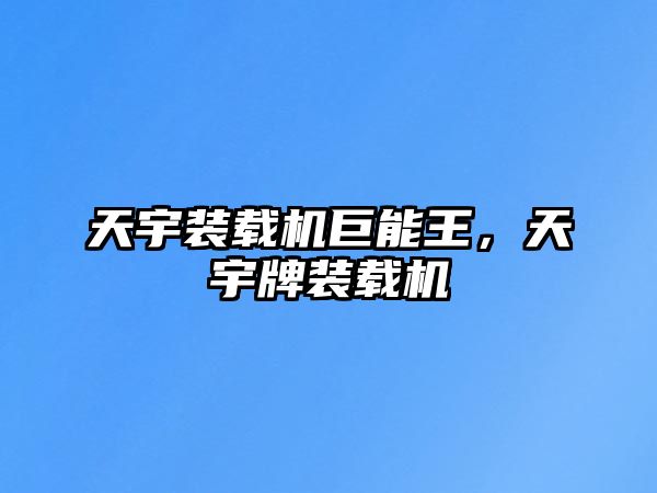 天宇裝載機巨能王，天宇牌裝載機