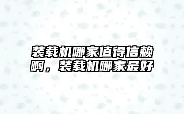 裝載機哪家值得信賴啊，裝載機哪家最好